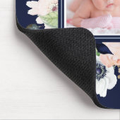Navy and Pink Floral met foto | Donkerblauw Muismat (Hoek)