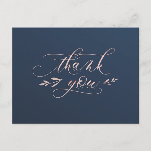 Navy and Pink Foliage Dank u briefkaart (Voorkant)