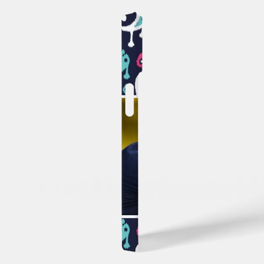 Navy and Pink Ikat Paisley Custom Photo Monogram Case-Mate iPhone Case (Achterkant / Rechts)