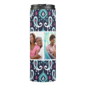 Navy and Pink Ikat Paisley Custom Photo Monogram Thermosbeker (Achterkant)