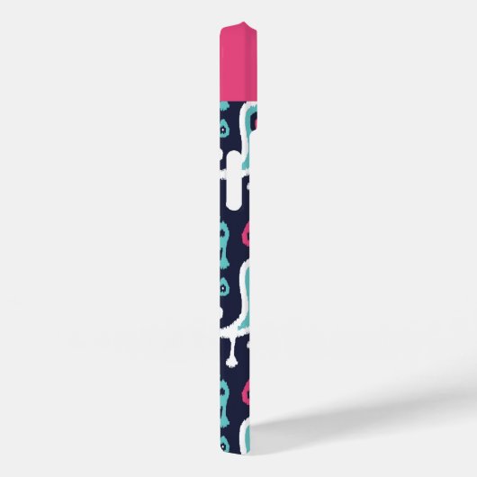 Navy and Pink Ikat Paisley Monogram Case-Mate iPhone Case (Achterkant / Rechts)