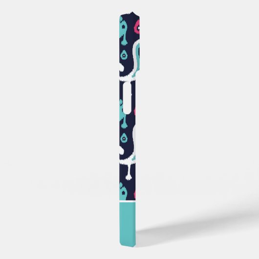 Navy and Pink Ikat Paisley Monogram Case-Mate iPhone Case (Achterkant / Rechts)