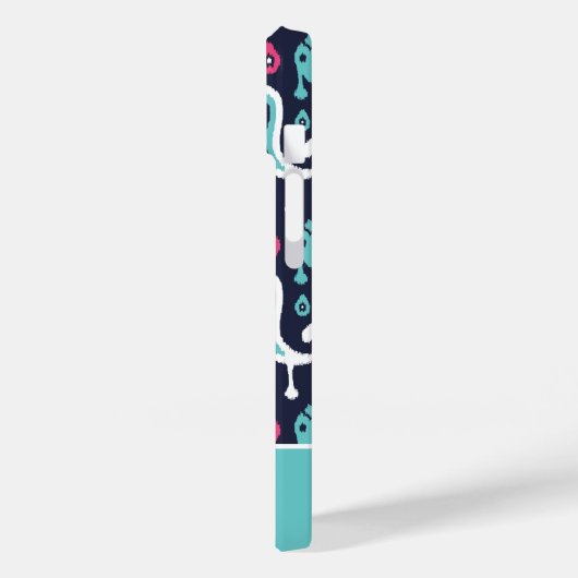 Navy and Pink Ikat Paisley Monogram Case-Mate iPhone Case (Achterkant / Links)