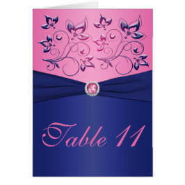 Navy and Pink Table Number Card
