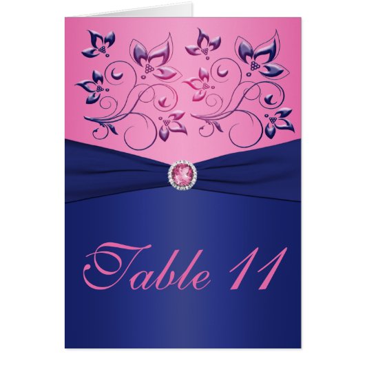 Navy and Pink Table Number Card (Voorkant)
