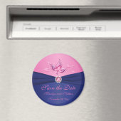 Navy and Pink Wedding Favor Magnet (Insitu (Vaatwasser))