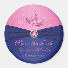 Navy and Pink Wedding Favor Magnet