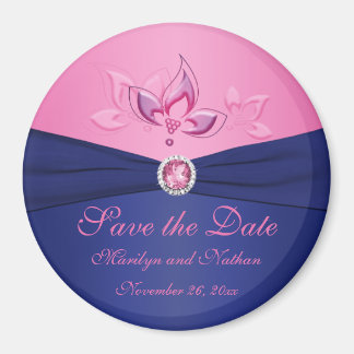 Navy and Pink Wedding Favor Magnet