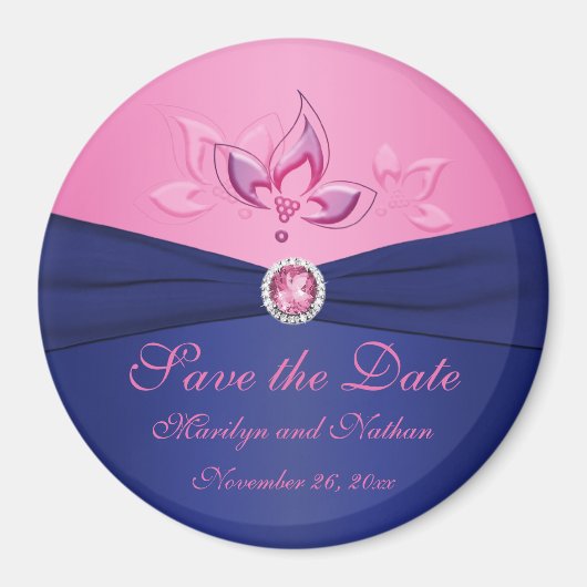 Navy and Pink Wedding Favor Magnet (Voorkant)