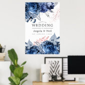 Navy and Pink with Silver Foil Wedding Welcome Poster (Thuiskantoor)