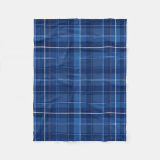 Navy and Royal Blue Plaid Pattern Fleece Deken