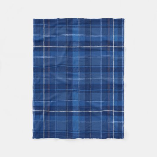 Navy and Royal Blue Plaid Pattern Fleece Deken (Voorkant)