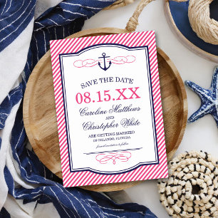 Navy and Roze Nautical Anchor Save the Date