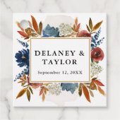 Navy and Rust Gold Lijst Boho Floral gepersonalise Bedankjes Labels (Voorkant)