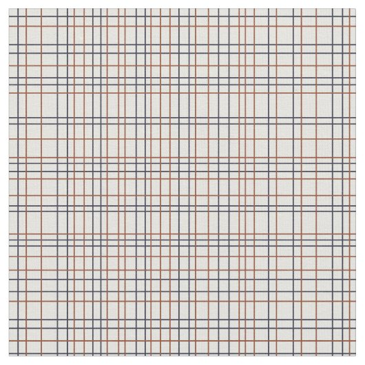 Navy and Rust Grid op lichtgrijs (bijna wit) Stof (Close Up)
