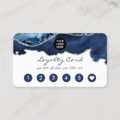 Navy and Silver Agate Precious Stone Corporate Klantenkaartje (Voorkant)