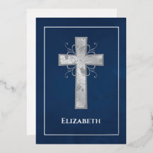Navy and Silver Baptism of Christening Filigree