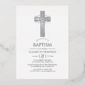 Navy and Silver Baptism of Christening Filigree Folie Uitnodiging (Achterkant)