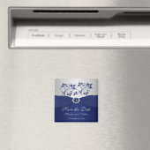 Navy and Silver Floral Wedding Favor Magnet (Insitu (Vaatwasser))