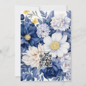 Navy and Silver Floral Wedding Kaart (Achterkant)