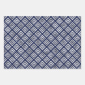 Navy and Silver Geometric Patterns Elegant Inpakpapier Vel (Voorkant)