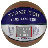 Navy and Silver, Personalized Basketball for Coach Basketbal (Voorkant)