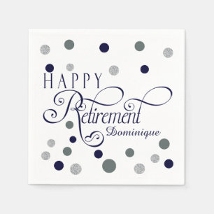Navy and Silver Retirement Party, Custom Napkins Servetten