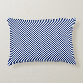 Navy and White Angled Stripes Accent Kussen