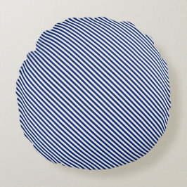 Navy and White Angled Stripes Rond Kussen