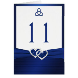 Navy and White Celtic Love Knot Table Number Kaart