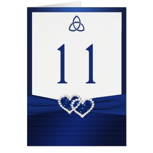Navy and White Celtic Love Knot Table Number Kaart (Voorkant)