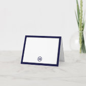 Navy and White Classic Monogram Dank je Notitiekaartje (Achterkant)