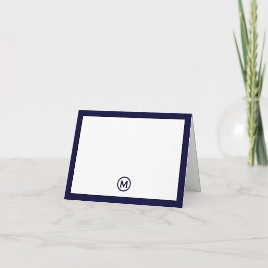 Navy and White Classic Monogram Dank je Notitiekaartje (Achterkant)