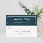 Navy and White Classic Simple Elegant Wedding RSVP (Staand voorkant)