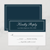 Navy and White Classic Simple Elegant Wedding RSVP (Voorkant / Achterkant)