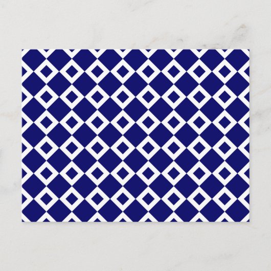 Navy and White Diamond Pattern Briefkaart (Voorkant)