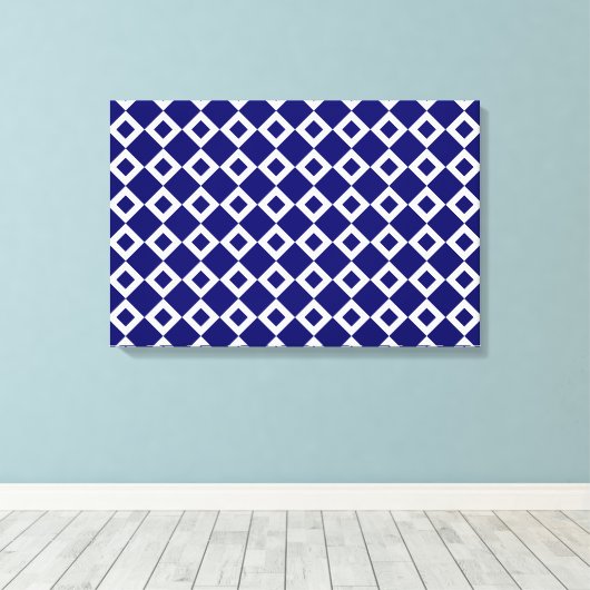 Navy and White Diamond Pattern Canvas Afdruk (Insitu (Houten vloer))