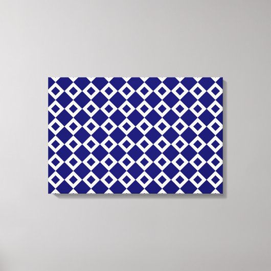 Navy and White Diamond Pattern Canvas Afdruk (Voorkant)