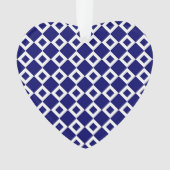 Navy and White Diamond Pattern Ornament (voorkant)