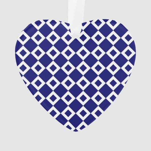 Navy and White Diamond Pattern Ornament (achterkant)