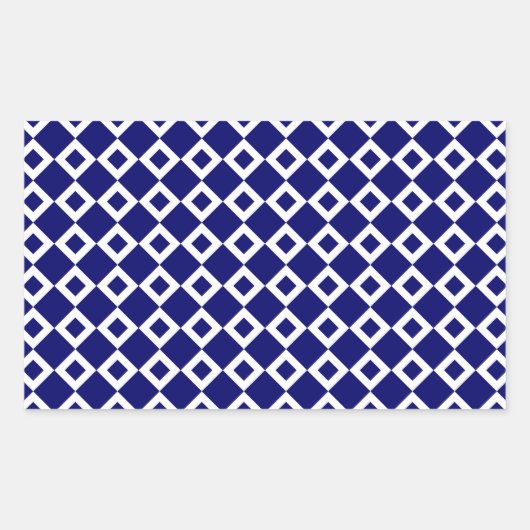 Navy and White Diamond Pattern Rechthoekige Sticker (Voorkant)