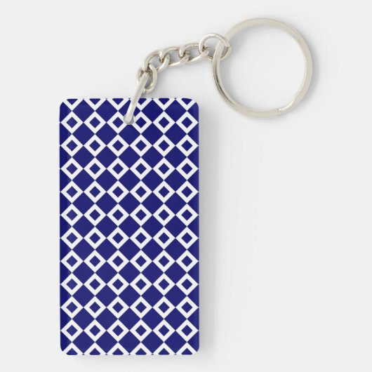 Navy and White Diamond Pattern Sleutelhanger (achterkant)