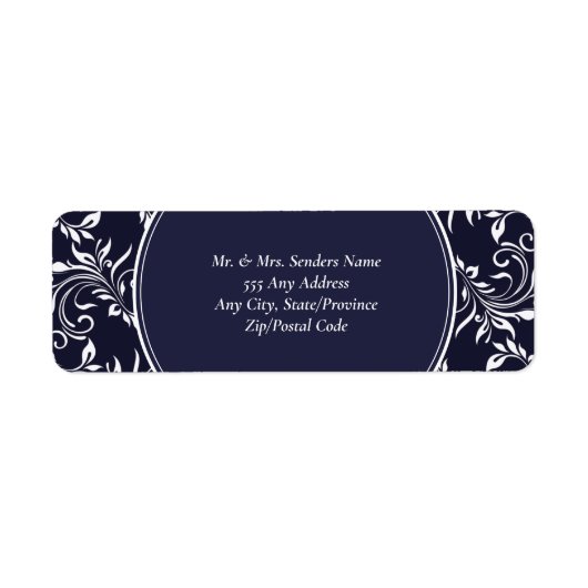 Navy and White Elegant Style Wedding Etiket (Voorkant)