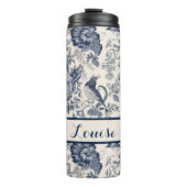 Navy and White Floral Toile Patterned Thermosbeker (Voorkant)