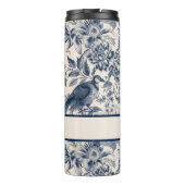 Navy and White Floral Toile Patterned Thermosbeker (Achterkant)