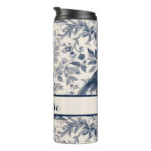 Navy and White Floral Toile Patterned Thermosbeker (Geroteerd rechts)