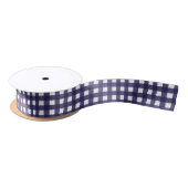 Navy and White Gingham Medium Satijnen Lint (Spoel)
