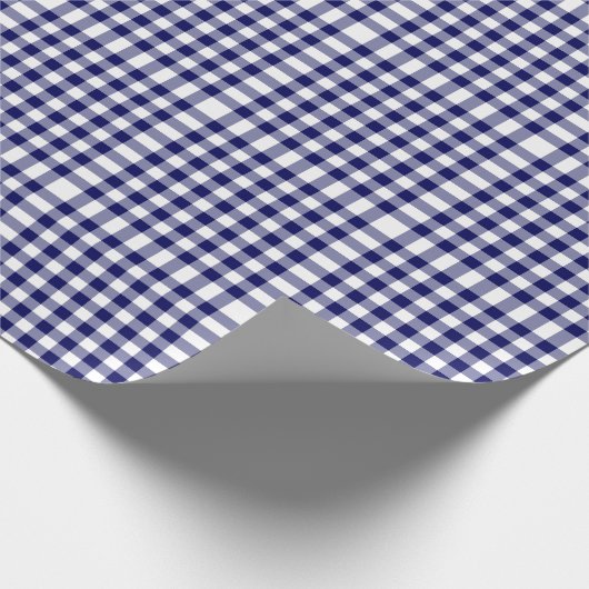 Navy and White Gingham Pattern Cadeaupapier (Hoek)