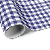 Navy and White Gingham Pattern Cadeaupapier (Rol Hoek)