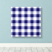 Navy and White Gingham Pattern Canvas Afdruk (Insitu (Houten vloer))